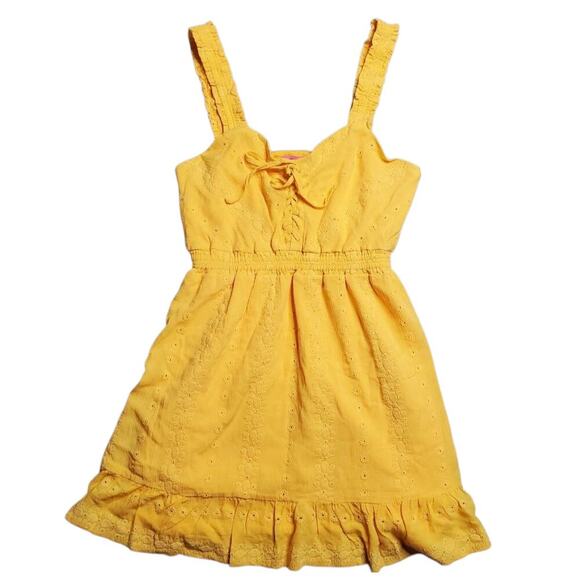 Betsey Johnson Yellow Eyelet Summer Dress Size: M - Picture 8 of 10